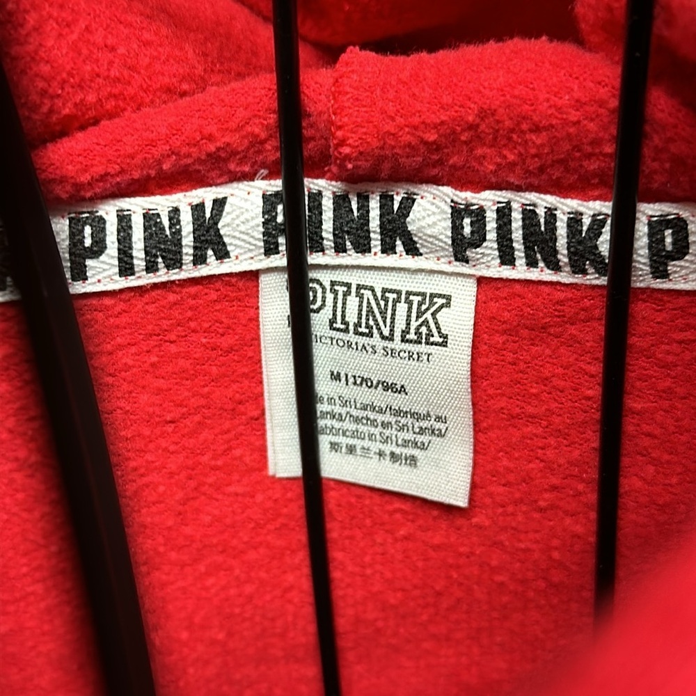 Victoria's Secret Pink Nation Womens White Red Cropped Pullover Hoodie - Picture 6 of 7